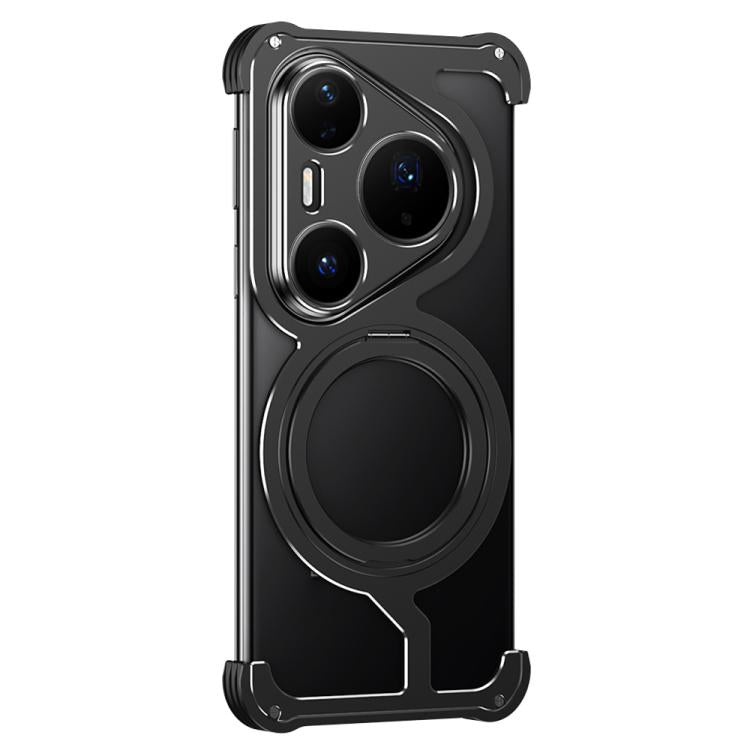 For Huawei Pura 80 Pro 5G Armor Alloy Borderless Car Magnetic Holder Metal Phone Case
