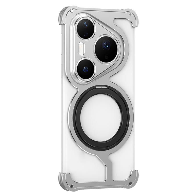 For Huawei Pura 80 Pro 5G Armor Alloy Borderless Car Magnetic Holder Metal Phone Case