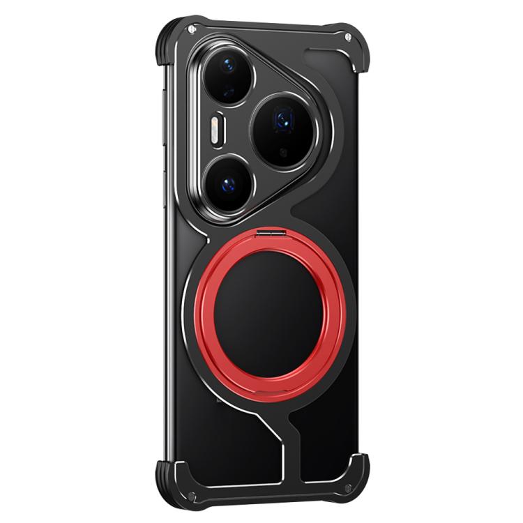 For Huawei Pura 80 Pro 5G Armor Alloy Borderless Car Magnetic Holder Metal Phone Case