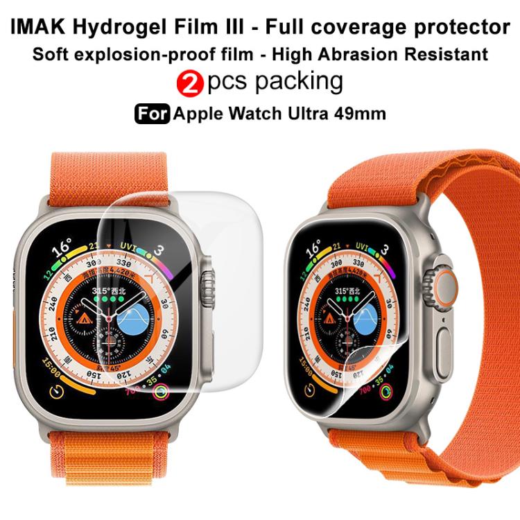 For Apple Watch Ultra 1/2/3 49mm 2pcs imak Curved Full Screen Hydrogel Film Protector