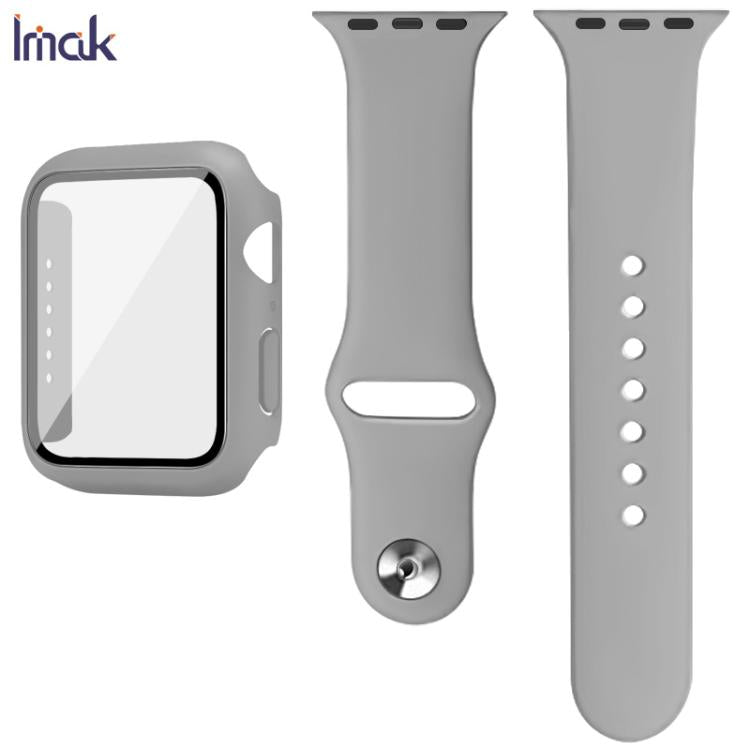 For Apple Watch SE 1/2/3/Series 4/5/6 44mm imak Integrated Case and Film with Silicone Strap