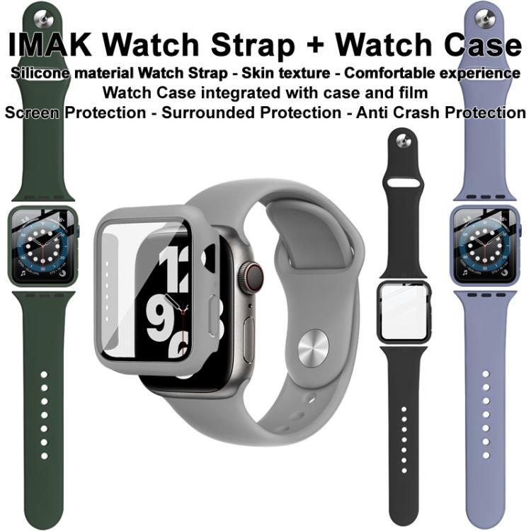 For Apple Watch SE 1/2/3/Series 4/5/6 44mm imak Integrated Case and Film with Silicone Strap