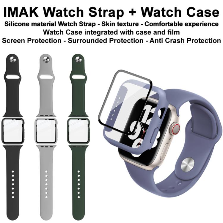 For Apple Watch SE 1/2/3/Series 4/5/6 44mm imak Integrated Case and Film with Silicone Strap