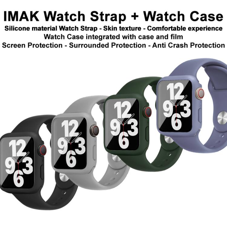 For Apple Watch SE 1/2/3/Series 4/5/6 44mm imak Integrated Case and Film with Silicone Strap