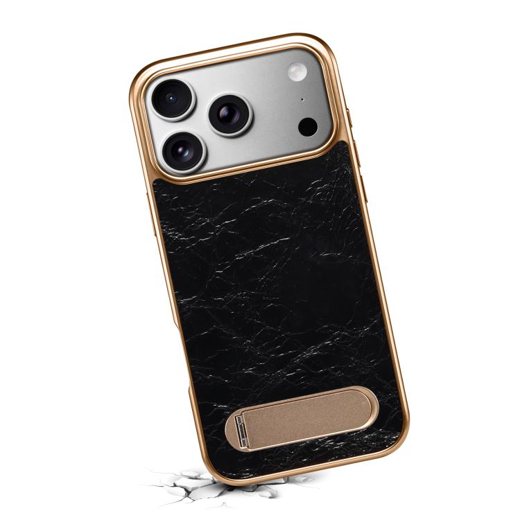 For iPhone 17 Pro Denior A25 MagSafe Genuine Leather Phone Case with Holder