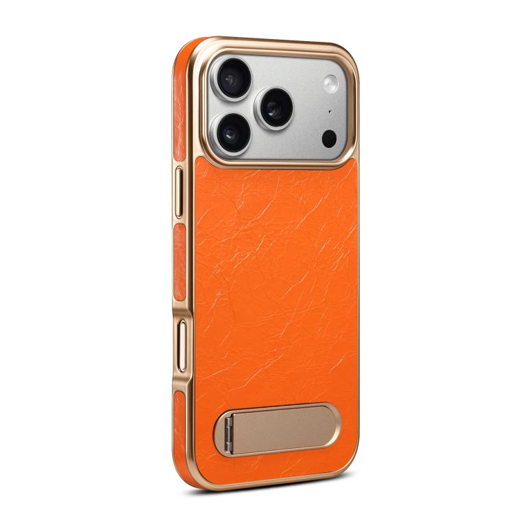 For iPhone 17 Pro Denior A25 MagSafe Genuine Leather Phone Case with Holder