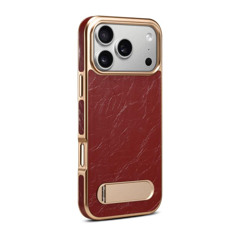 For iPhone 17 Pro Denior A25 MagSafe Genuine Leather Phone Case with Holder