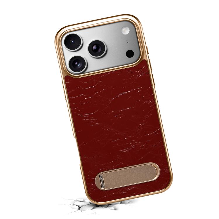 For iPhone 17 Pro Denior A25 MagSafe Genuine Leather Phone Case with Holder