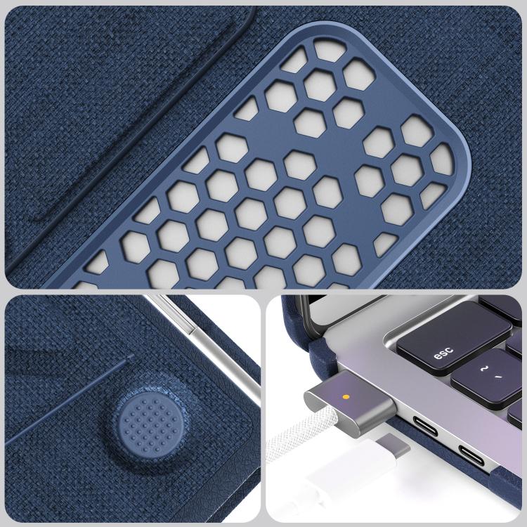 For MacBook Air 13.6 inch A3113 / A3240 Fabric Texture Pro Magnetic Holder Laptop Protective Case