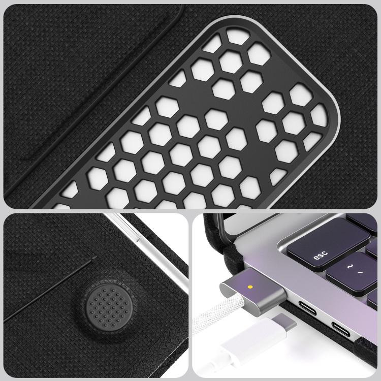 For MacBook Air 13.6 inch A3113 / A3240 Fabric Texture Pro Magnetic Holder Laptop Protective Case