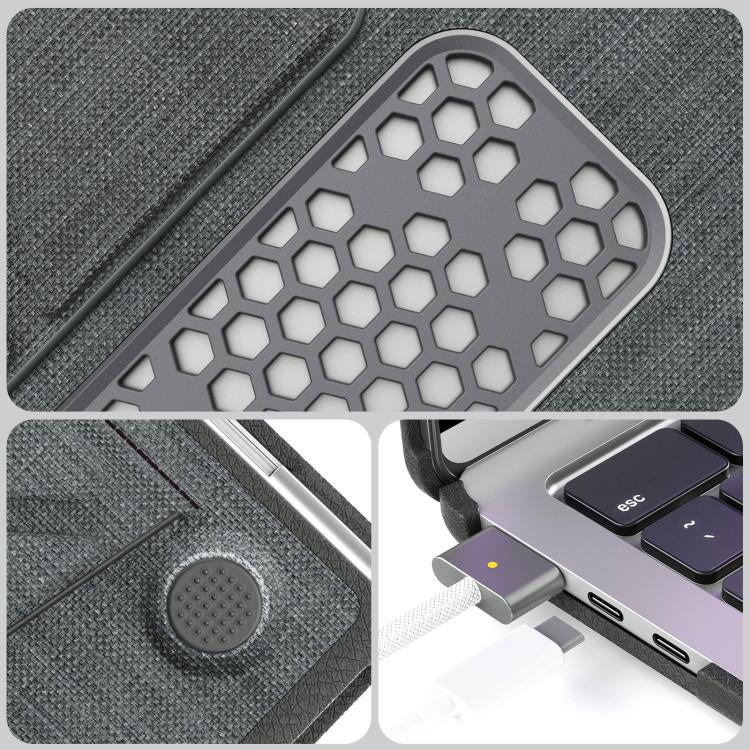 For MacBook Air 13.6 inch A3113 / A3240 Fabric Texture Pro Magnetic Holder Laptop Protective Case