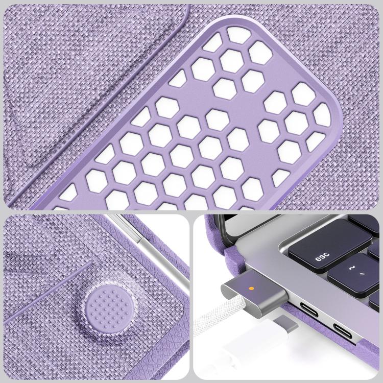 For MacBook Air 13.6 inch A3113 / A3240 Fabric Texture Pro Magnetic Holder Laptop Protective Case