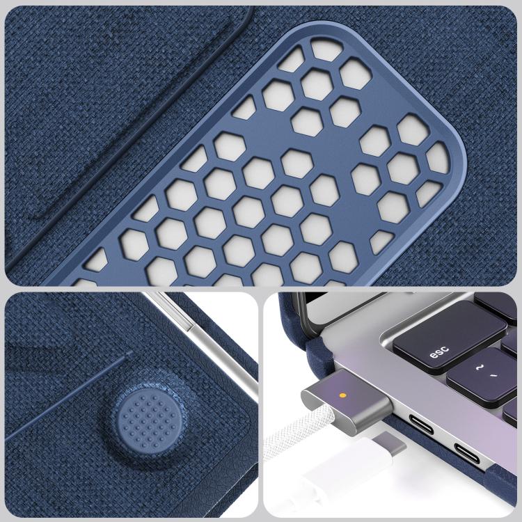 For MacBook Air 15.3 inch A3114 / A3241 Fabric Texture Pro Magnetic Holder Laptop Protective Case