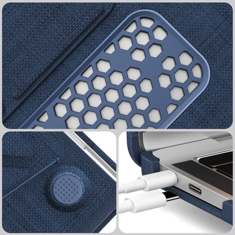 For MacBook Air 13.3 inch A2337 Fabric Texture Pro Magnetic Holder Laptop Protective Case