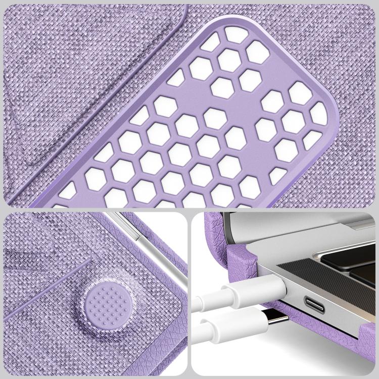 For MacBook Air 13.3 inch A2337 Fabric Texture Pro Magnetic Holder Laptop Protective Case