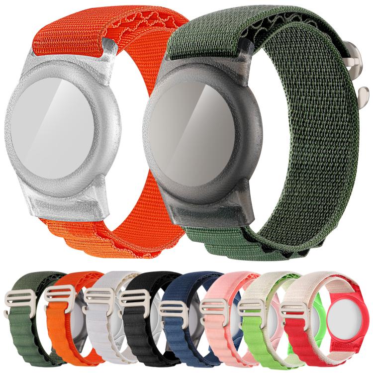 For AirTag 2nd Gen / AirTag 1st Gen xDfind Silver Buckle Loop Nylon Band Style Anti-lost Tracker Protective Cover