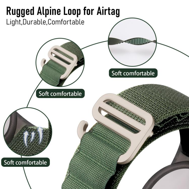 For AirTag 2nd Gen / AirTag 1st Gen xDfind Silver Buckle Loop Nylon Band Style Anti-lost Tracker Protective Cover