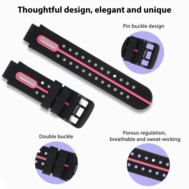 For Imoo Watch Phone Q1A / D2 Black Buckle Two Color Silicone Watch Band