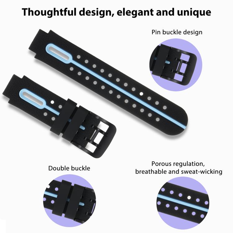 For Imoo Watch Phone Q1A / D2 Black Buckle Two Color Silicone Watch Band
