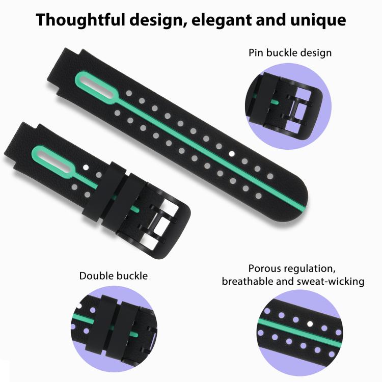 For Imoo Watch Phone Q1A / D2 Black Buckle Two Color Silicone Watch Band