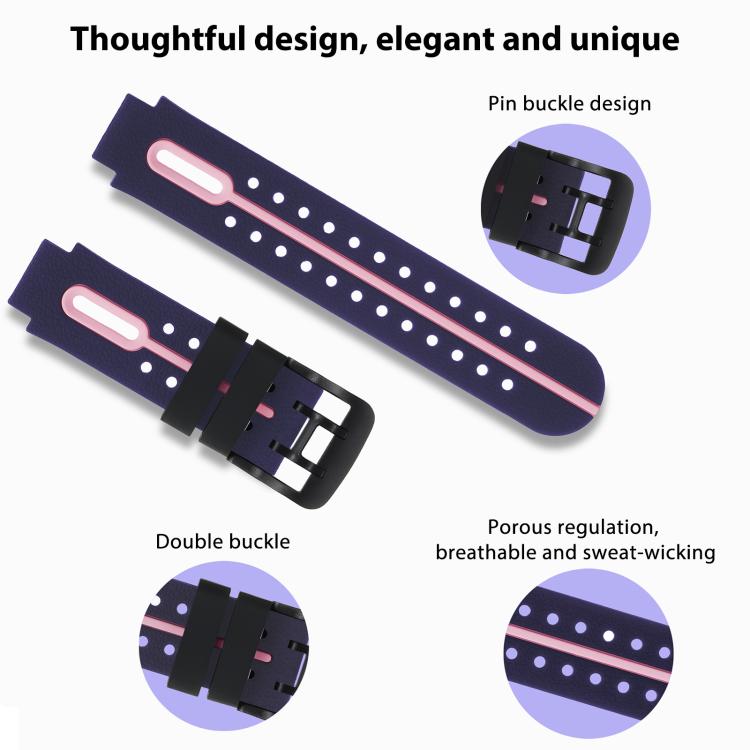 For Imoo Watch Phone Q1A / D2 Black Buckle Two Color Silicone Watch Band