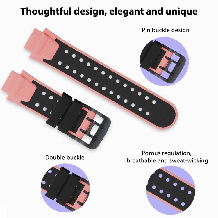 For Imoo Watch Phone Z6 / Z6A / Z6 Pro Dual-Row Buckle Two Color Silicone Watch Band
