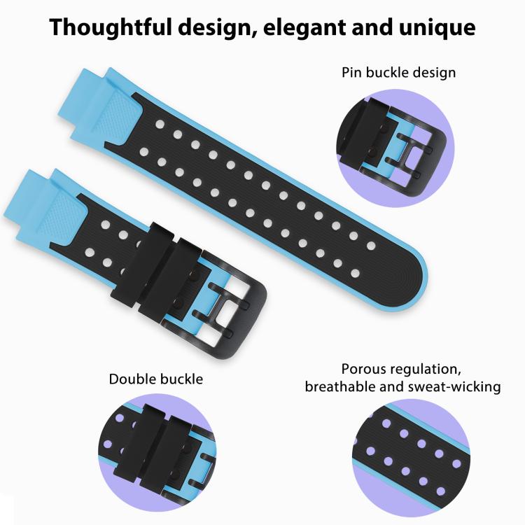 For Imoo Watch Phone Z6 / Z6A / Z6 Pro Dual-Row Buckle Two Color Silicone Watch Band