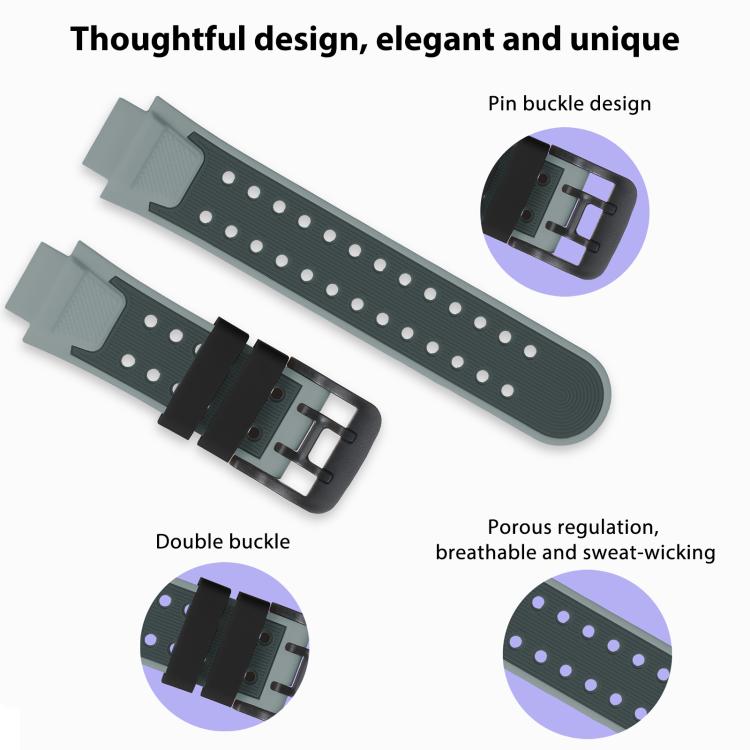 For Imoo Watch Phone Z6 / Z6A / Z6 Pro Dual-Row Buckle Two Color Silicone Watch Band