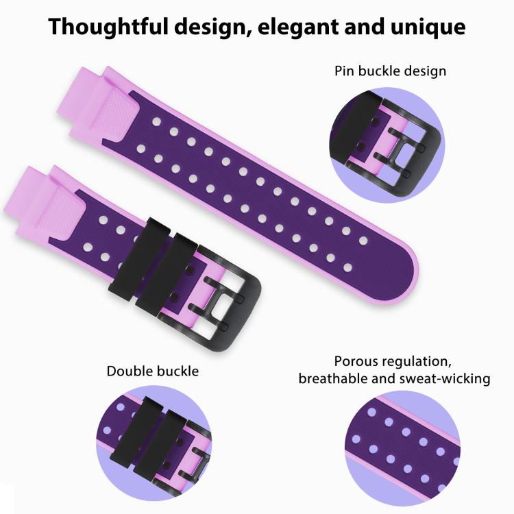 For Imoo Watch Phone Z6 / Z6A / Z6 Pro Dual-Row Buckle Two Color Silicone Watch Band