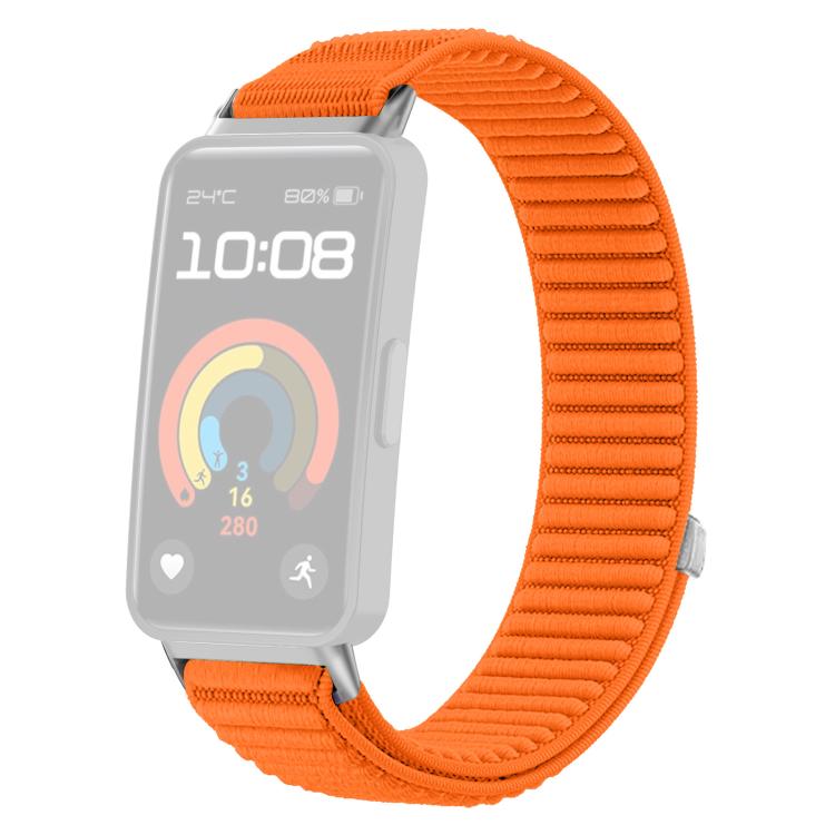 For Huawei Band 10 / 9 / 8 xDfind Woven Nylon Hook And Loop Fastener Metal Interface Watch Band