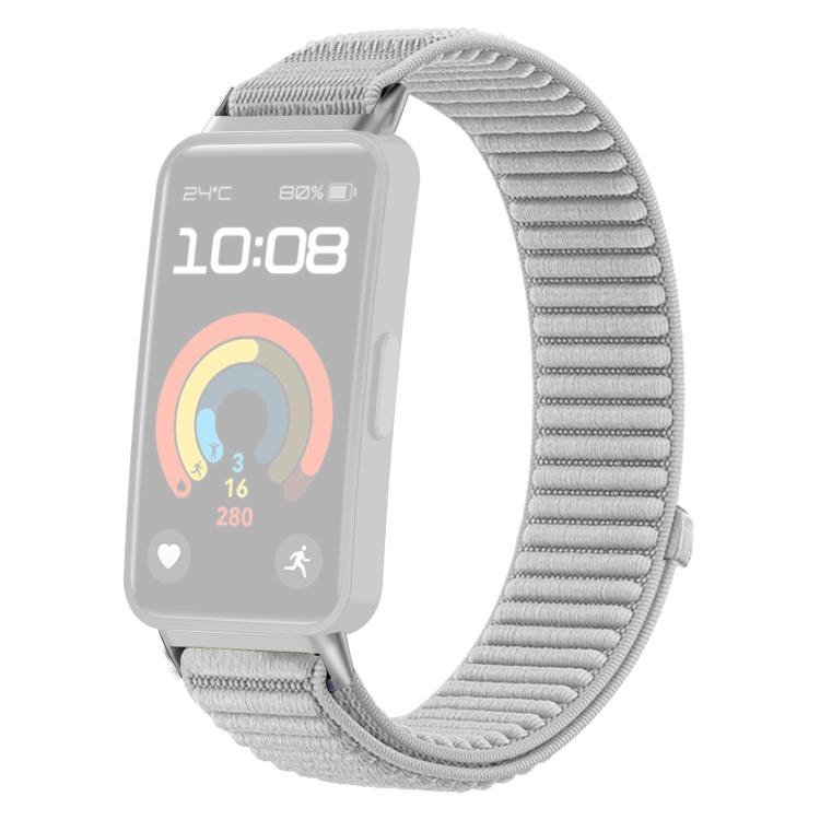 For Huawei Band 10 / 9 / 8 xDfind Woven Nylon Hook And Loop Fastener Metal Interface Watch Band