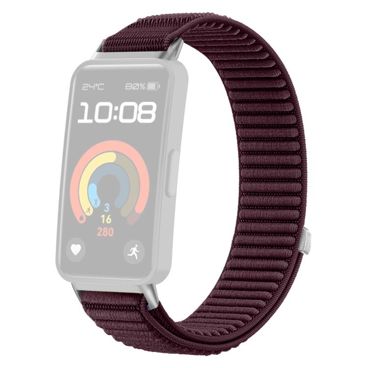 For Huawei Band 10 / 9 / 8 xDfind Woven Nylon Hook And Loop Fastener Metal Interface Watch Band