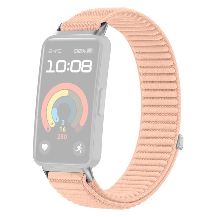 For Huawei Band 10 / 9 / 8 xDfind Woven Nylon Hook And Loop Fastener Metal Interface Watch Band