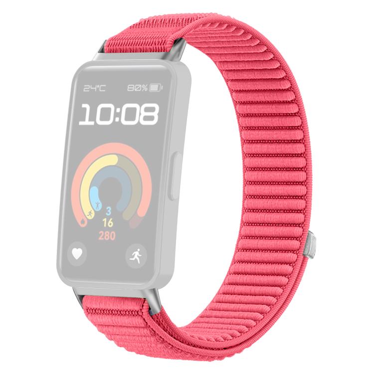 For Huawei Band 10 / 9 / 8 xDfind Woven Nylon Hook And Loop Fastener Metal Interface Watch Band