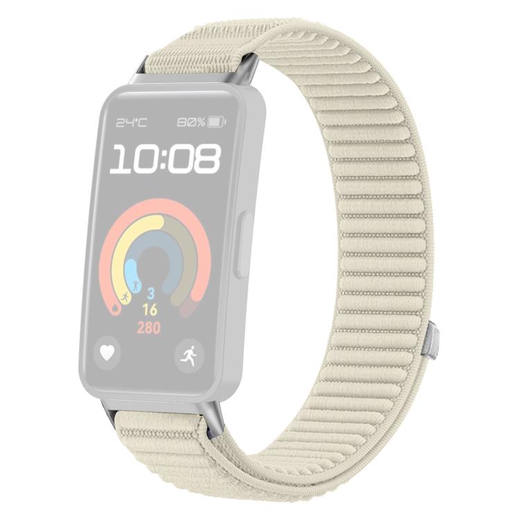 For Huawei Band 10 / 9 / 8 xDfind Woven Nylon Hook And Loop Fastener Metal Interface Watch Band
