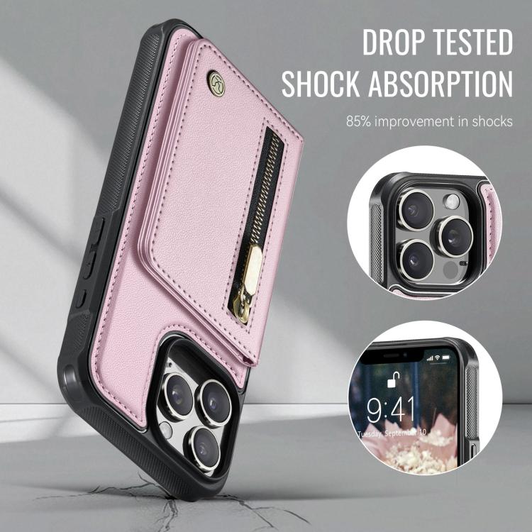For iPhone 14 Pro JEEHOOD J12 Exquisite RFID MagSafe Zipper Card Bag Phone Case