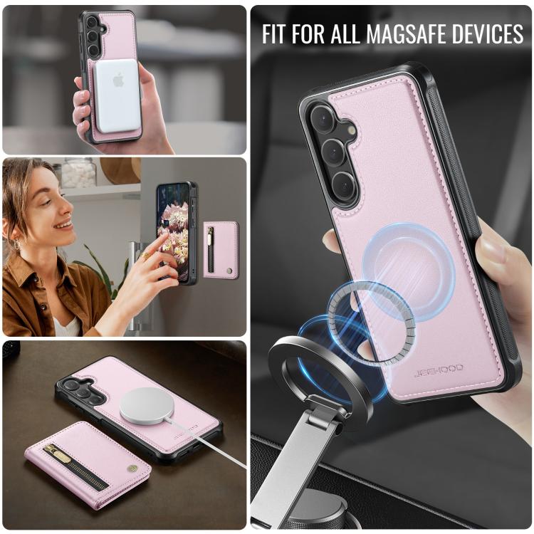 For Samsung Galaxy S25+ 5G JEEHOOD J12 Exquisite RFID MagSafe Zipper Card Bag Phone Case