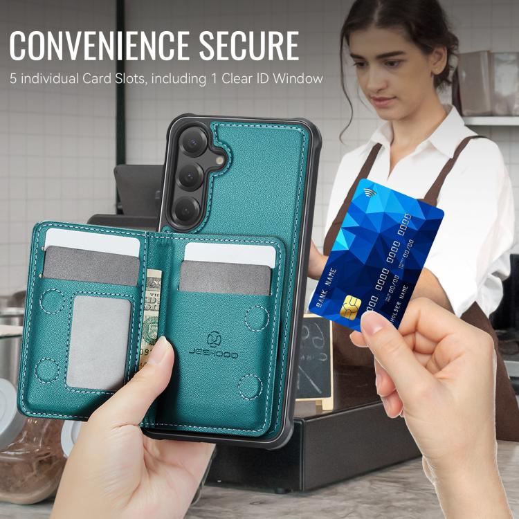 For Samsung Galaxy S25+ 5G JEEHOOD J12 Exquisite RFID MagSafe Zipper Card Bag Phone Case