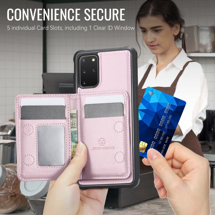 For Samsung Galaxy S20+ JEEHOOD J12 Exquisite RFID MagSafe Zipper Card Bag Phone Case