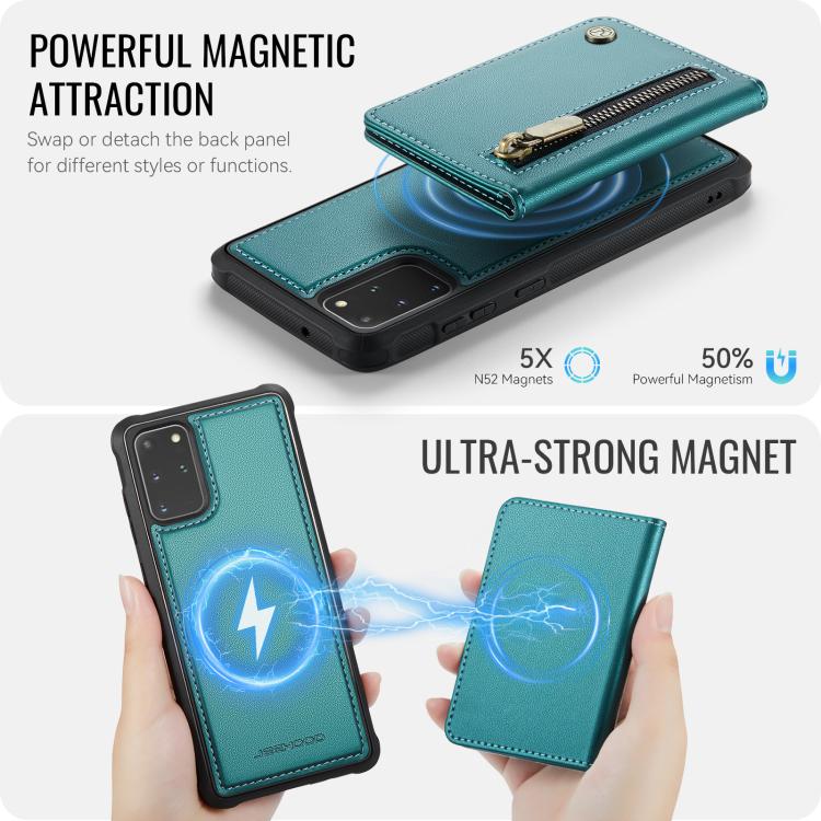 For Samsung Galaxy S20+ JEEHOOD J12 Exquisite RFID MagSafe Zipper Card Bag Phone Case