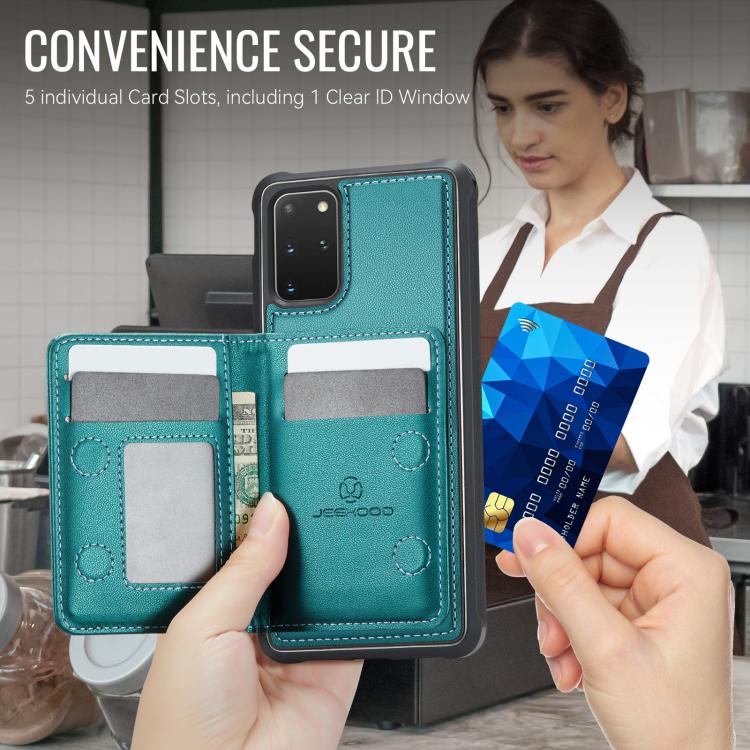 For Samsung Galaxy S20+ JEEHOOD J12 Exquisite RFID MagSafe Zipper Card Bag Phone Case