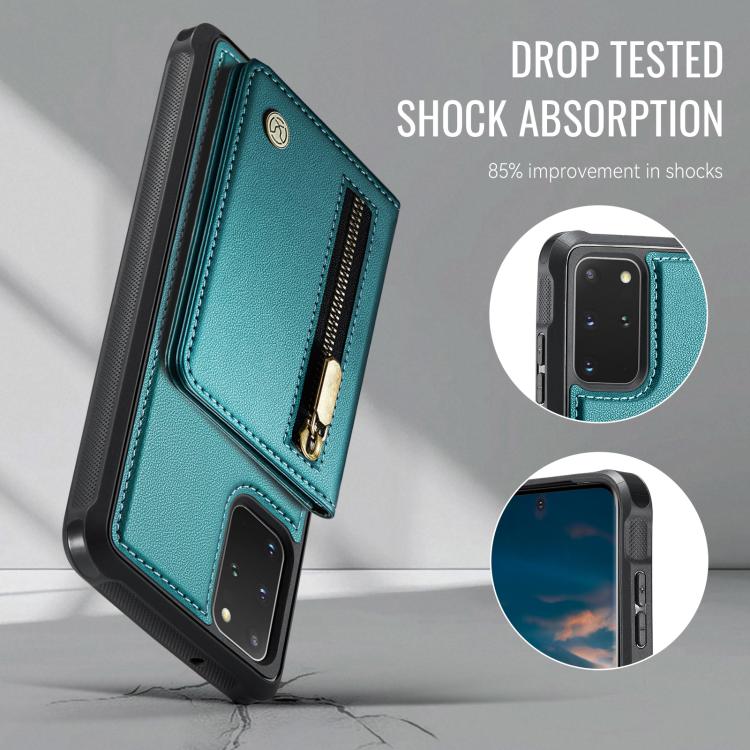 For Samsung Galaxy S20+ JEEHOOD J12 Exquisite RFID MagSafe Zipper Card Bag Phone Case