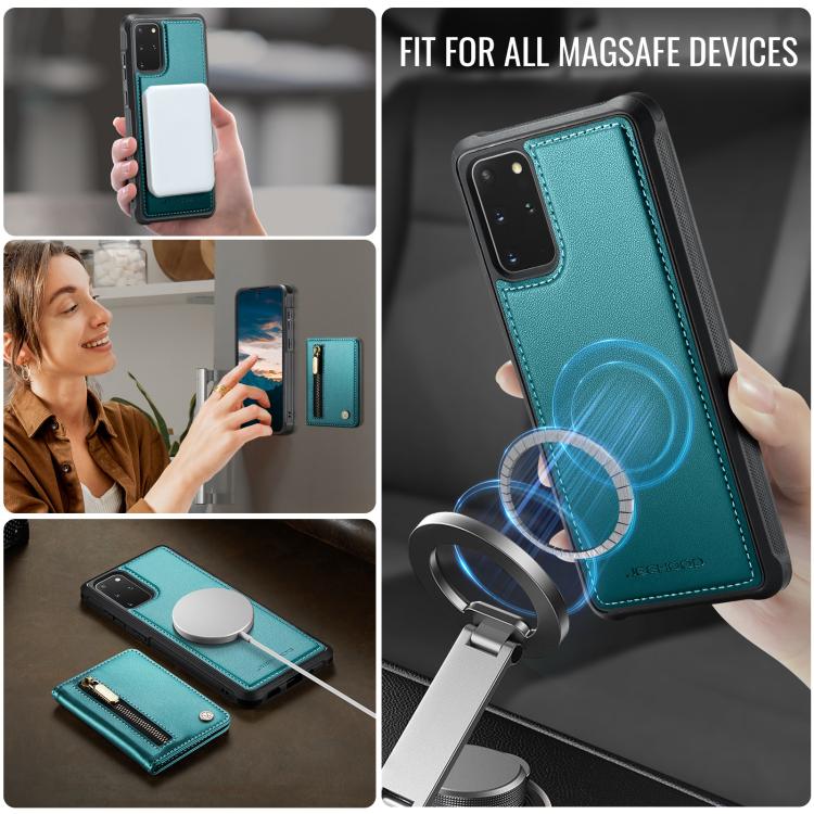 For Samsung Galaxy S20+ JEEHOOD J12 Exquisite RFID MagSafe Zipper Card Bag Phone Case