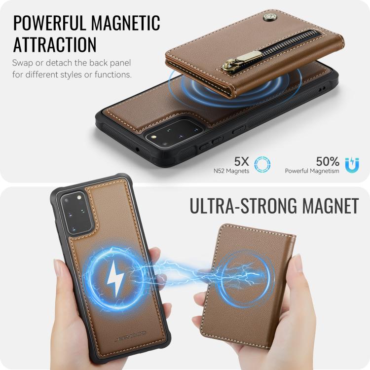 For Samsung Galaxy S20+ JEEHOOD J12 Exquisite RFID MagSafe Zipper Card Bag Phone Case