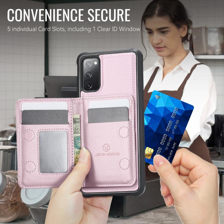 For Samsung Galaxy S20 FE 5G JEEHOOD J12 Exquisite RFID MagSafe Zipper Card Bag Phone Case
