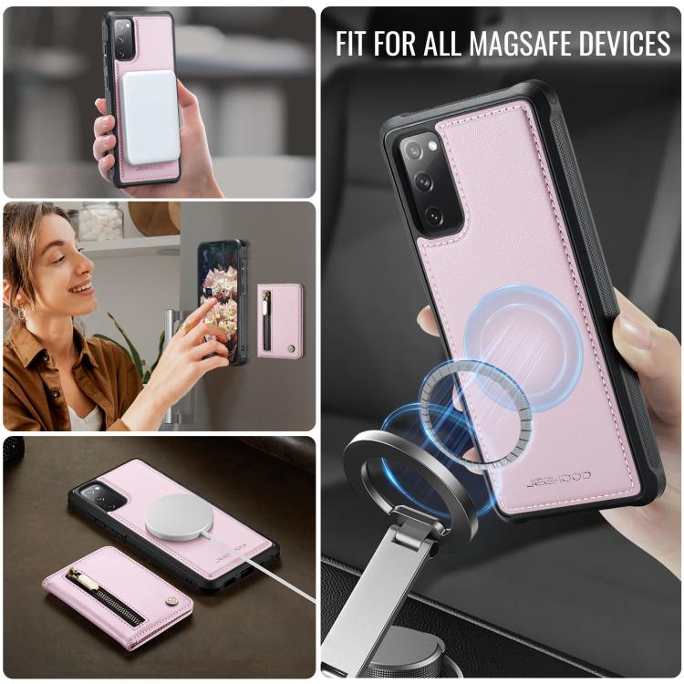 For Samsung Galaxy S20 FE 5G JEEHOOD J12 Exquisite RFID MagSafe Zipper Card Bag Phone Case