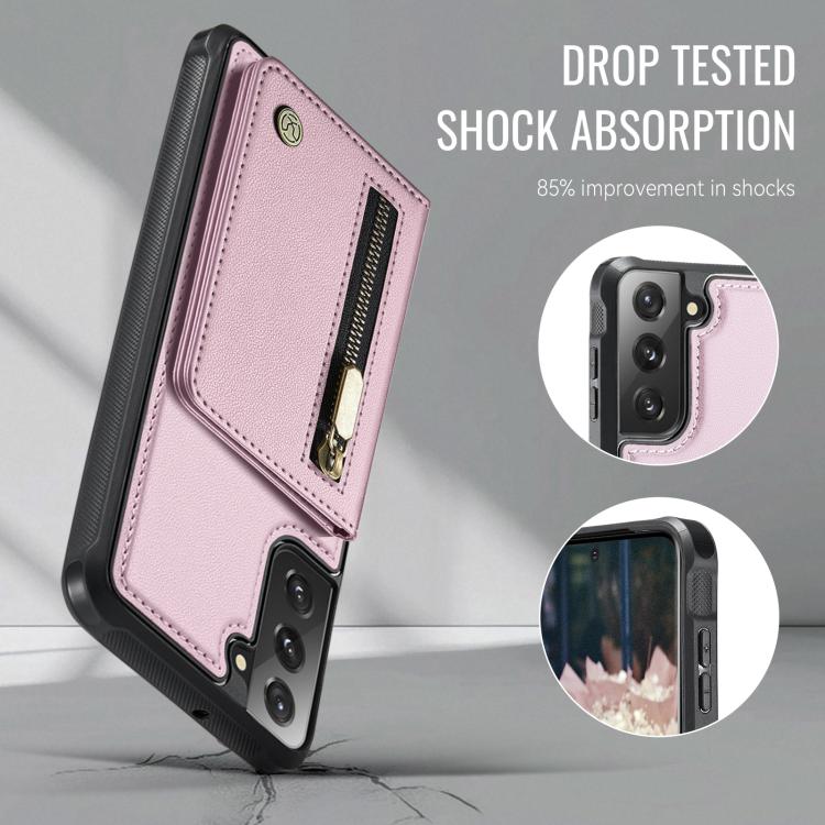 For Samsung Galaxy S22+ 5G JEEHOOD J12 Exquisite RFID MagSafe Zipper Card Bag Phone Case