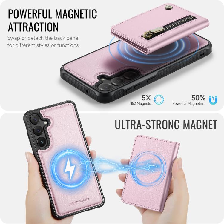 For Samsung Galaxy S23 FE 5G JEEHOOD J12 Exquisite RFID MagSafe Zipper Card Bag Phone Case