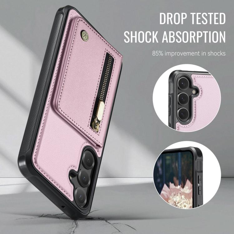 For Samsung Galaxy S23 FE 5G JEEHOOD J12 Exquisite RFID MagSafe Zipper Card Bag Phone Case