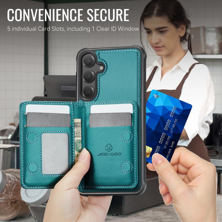 For Samsung Galaxy S23 FE 5G JEEHOOD J12 Exquisite RFID MagSafe Zipper Card Bag Phone Case